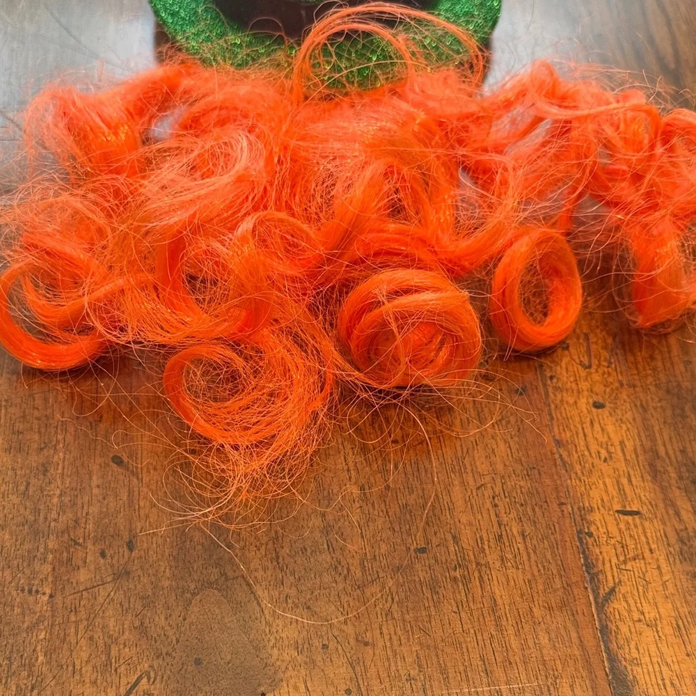 St Patrick  Leprechaun Green Glitter Dog Hat with Orange Beard